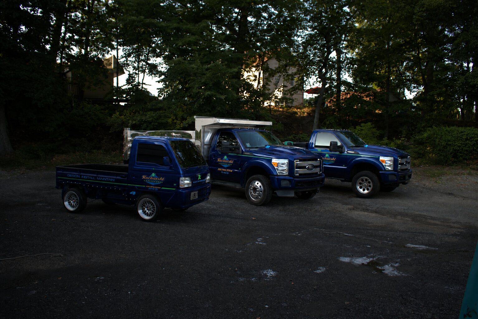 Kucharski Landscape and Design branded truck fleet